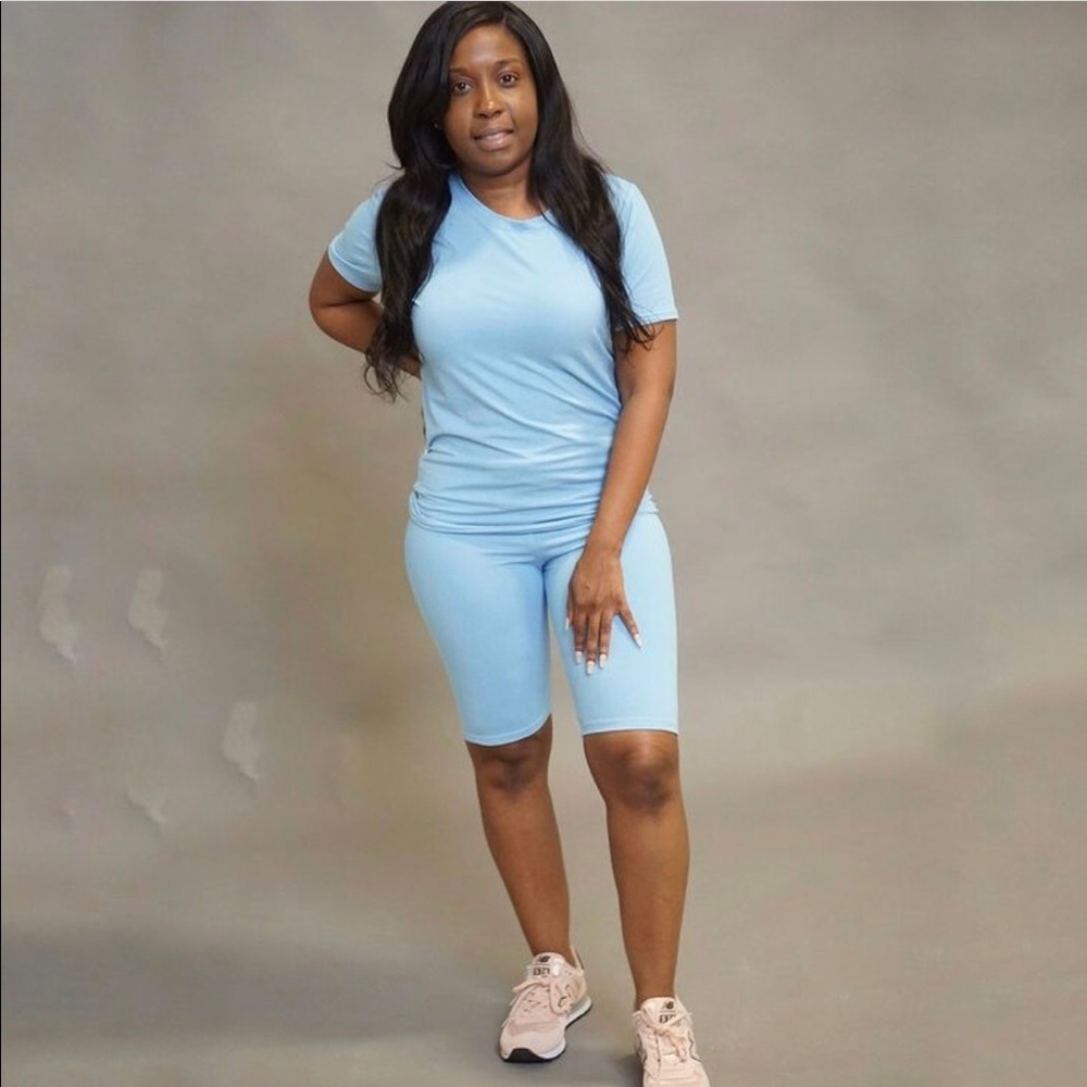 Biker Short Set (Medium) Dusty Blue